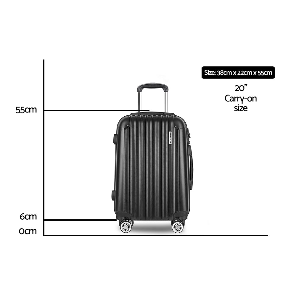 Wanderlite 20 Inch Luggage with Zipper Lock Carry On Hard Shell