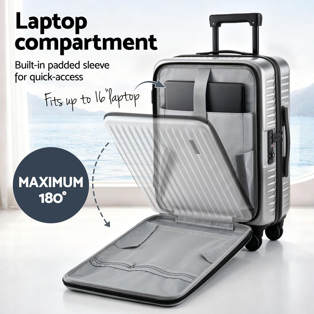 Wanderlite 20" Luggage Suitcase Front Pocket Travel Carry On