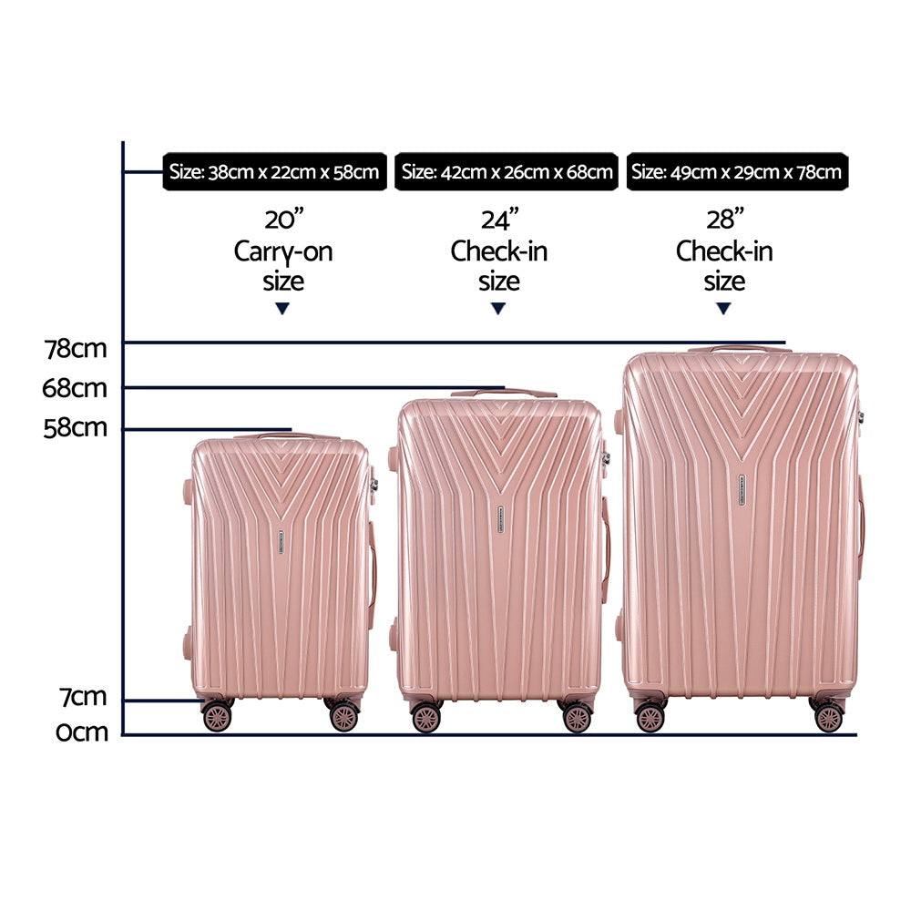 Wanderlite 3 Set Luggage 20-24-28 Inch Suitcase