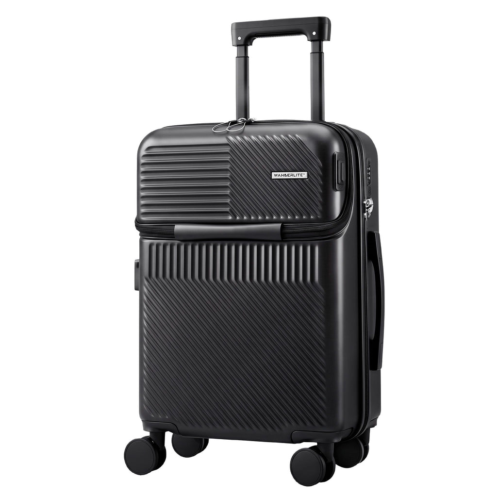 Wanderlite 20" Luggage Suitcase Front Pocket Travel Carry On TSA