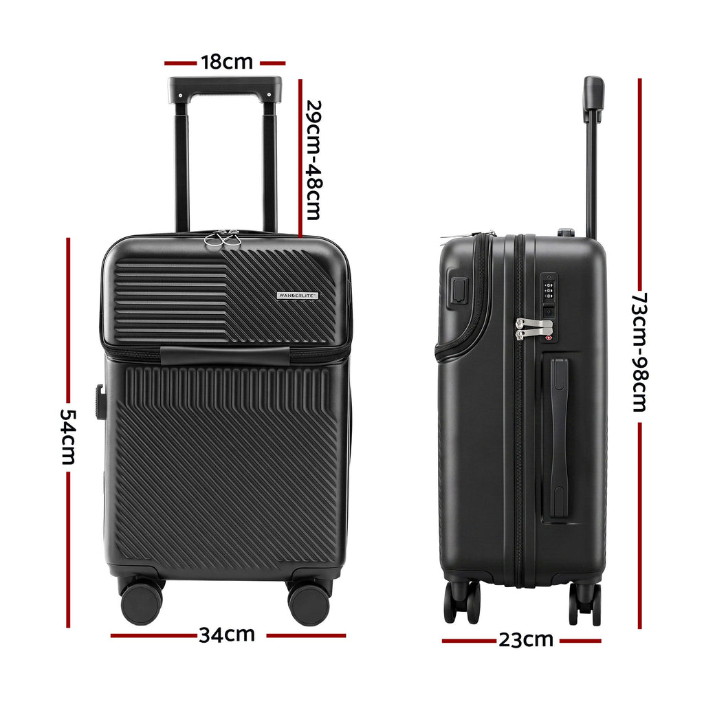 Wanderlite 20" Luggage Suitcase Front Pocket Travel Carry On TSA