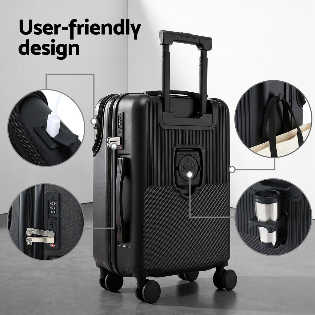 Wanderlite 20" Luggage Suitcase Front Pocket Travel Carry On TSA