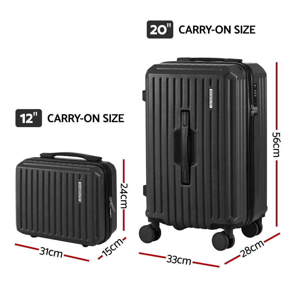 Wanderlite 2pcs Trunk Luggage Suitcase Travel Carry On TSA Lock 12"