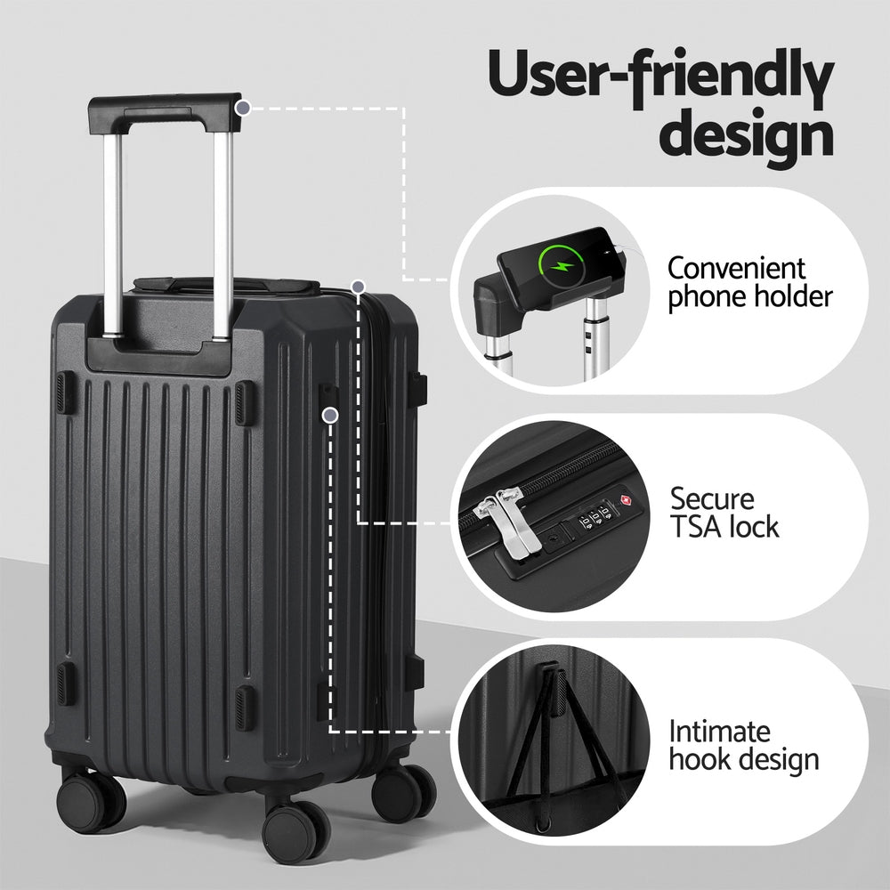Wanderlite 2pcs Trunk Luggage Suitcase Travel Carry On TSA Lock 12"