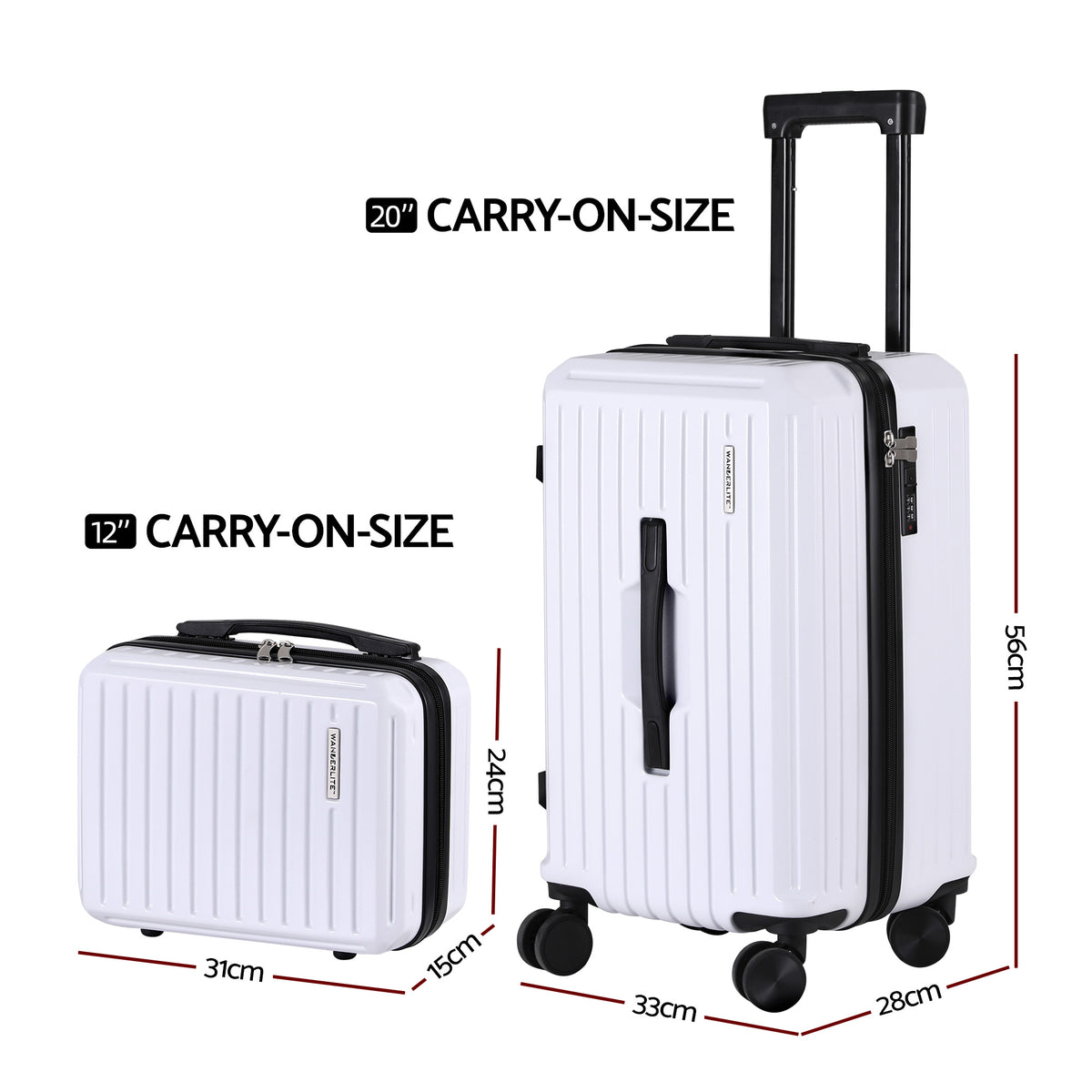 Wanderlite 12 and 20 Inch Trunk Luggage Set, White, photo 2 of 6