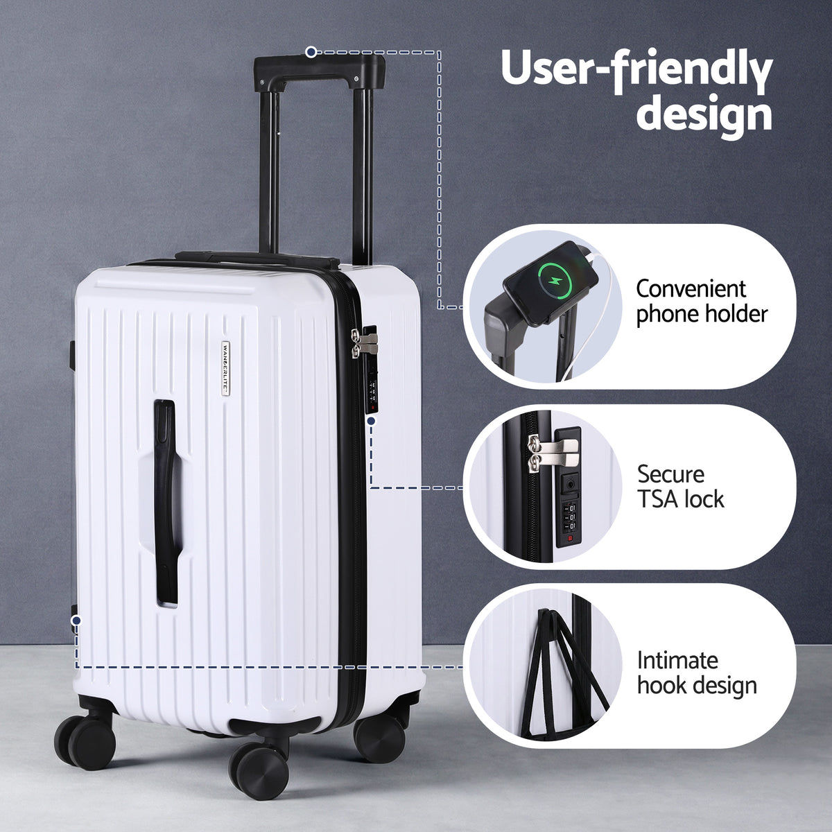 Wanderlite 12 and 20 Inch Trunk Luggage Set, White, photo 5 of 6