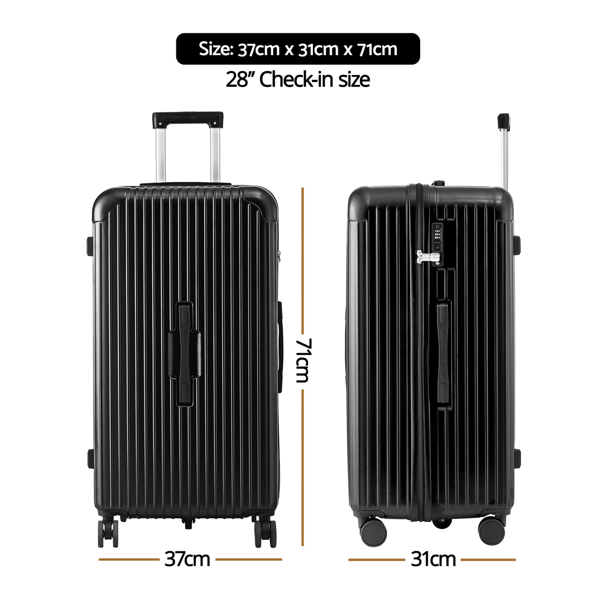 Wanderlite 28" Trunk Luggage Suitcase Travel 5 Wheels Type-C Port TSA
