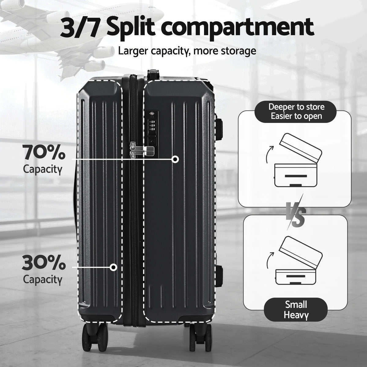 Wanderlite 4pcs Trunk Luggage Suitcase Set Travel Carry On TSA Lock