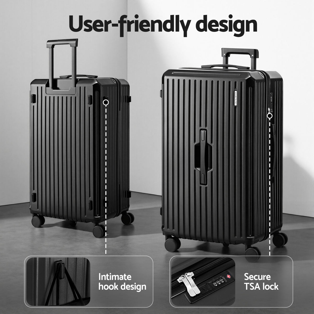 Wanderlite 4pcs Trunk Luggage Suitcase Set Travel Carry On TSA Lock