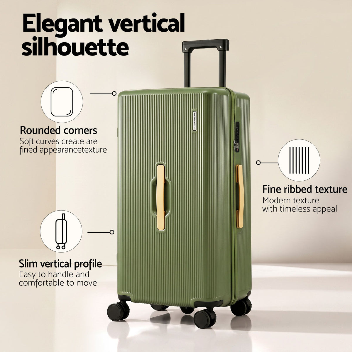 Wanderlite 28" Modern Vertical Trunk Luggage Suitcase Travel 5 Wheels