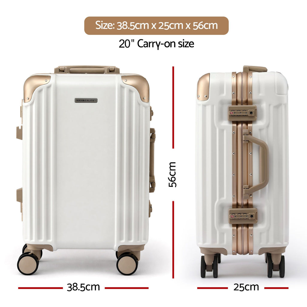 Wanderlite 20" Aluminium Frame Carry On Luggage Suitcase TSA Lock