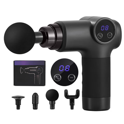 Everfit Massage Gun, 8 Speed, 4 Heads, Black
