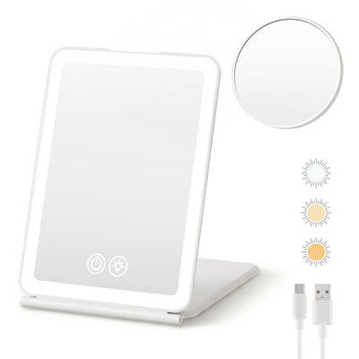Embellir Rechargeable LED Makeup Mirror with 10x Magnifier, White