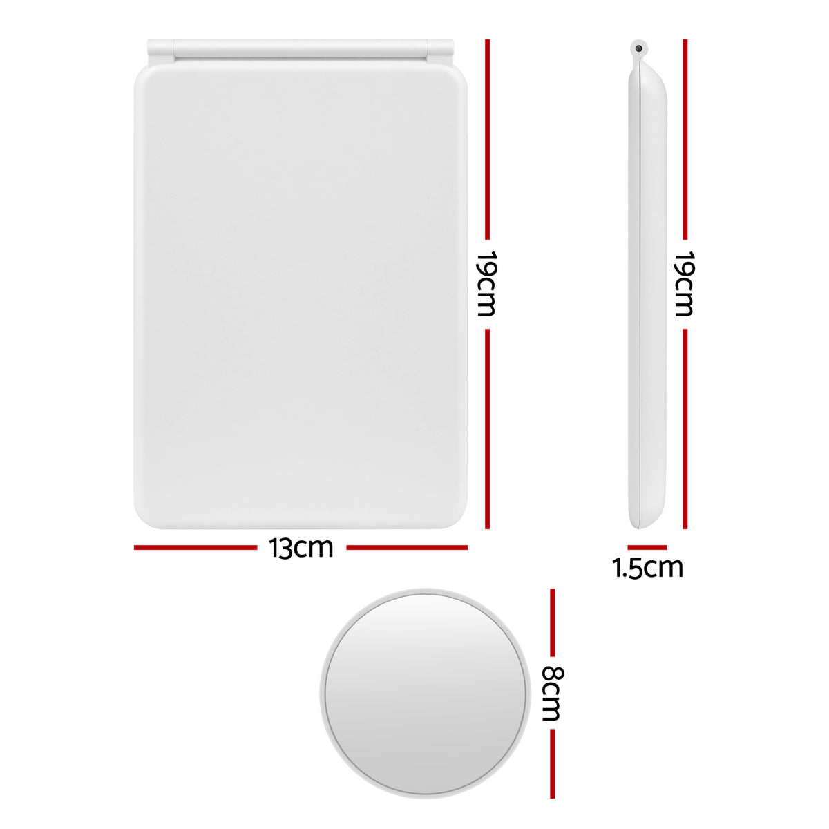 Embellir Rechargeable LED Makeup Mirror with 10x Magnifier, White