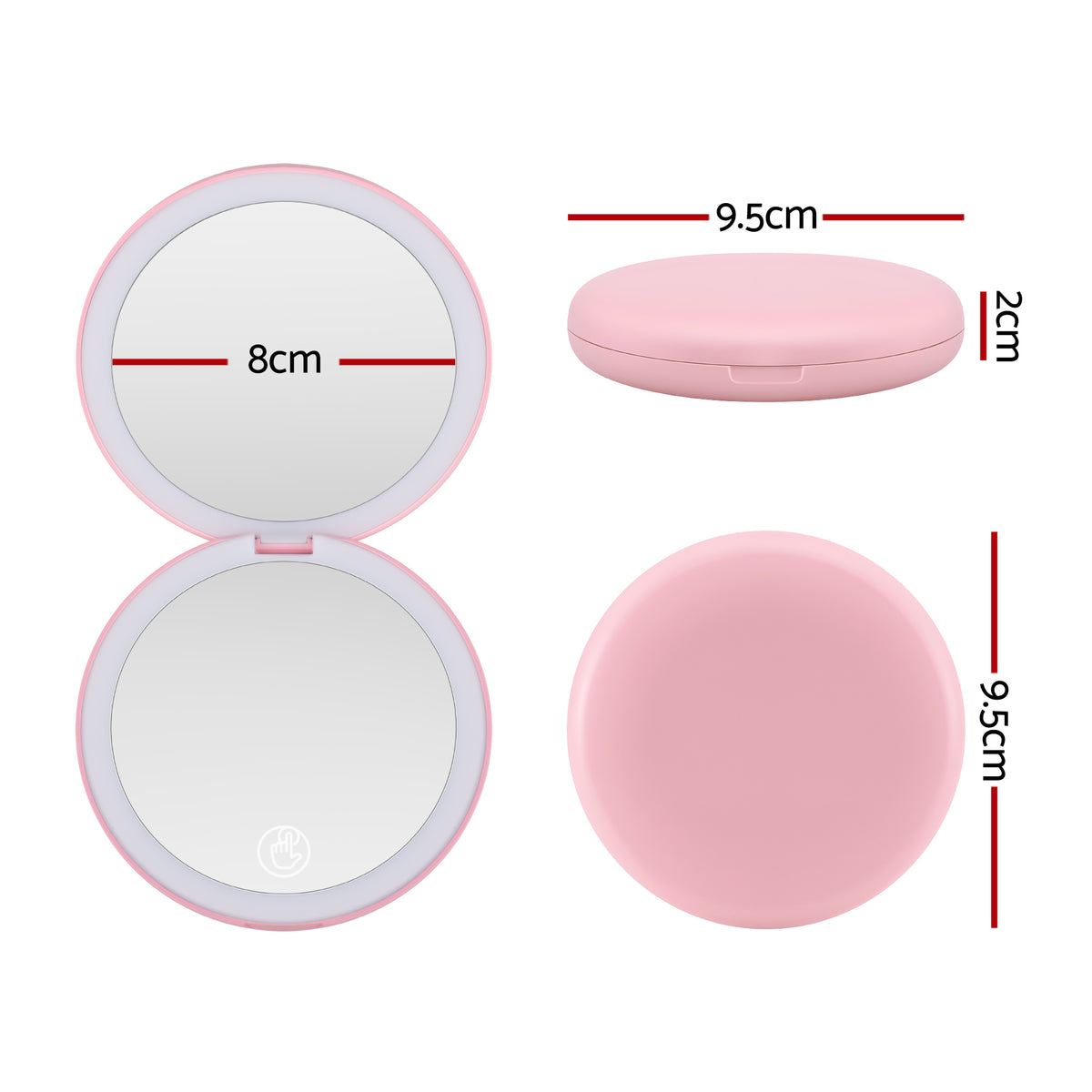 Embellir Rechargeable LED Compact Mirror, 1x and 10x, Pink