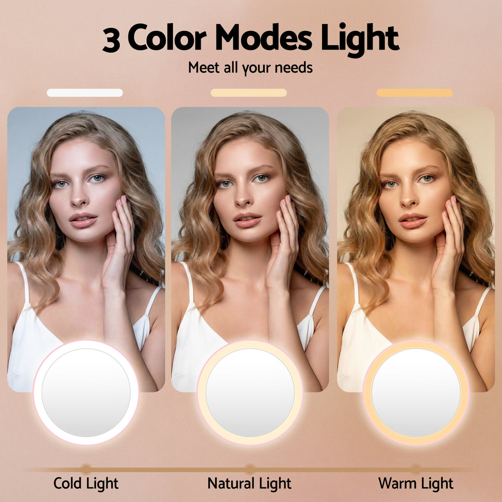 Embellir Rechargeable LED Compact Mirror, 1x and 10x, Pink