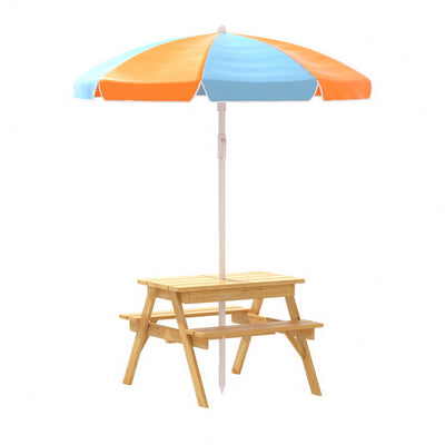 Keezi Kids Picnic Table Set with Umbrella, Wood