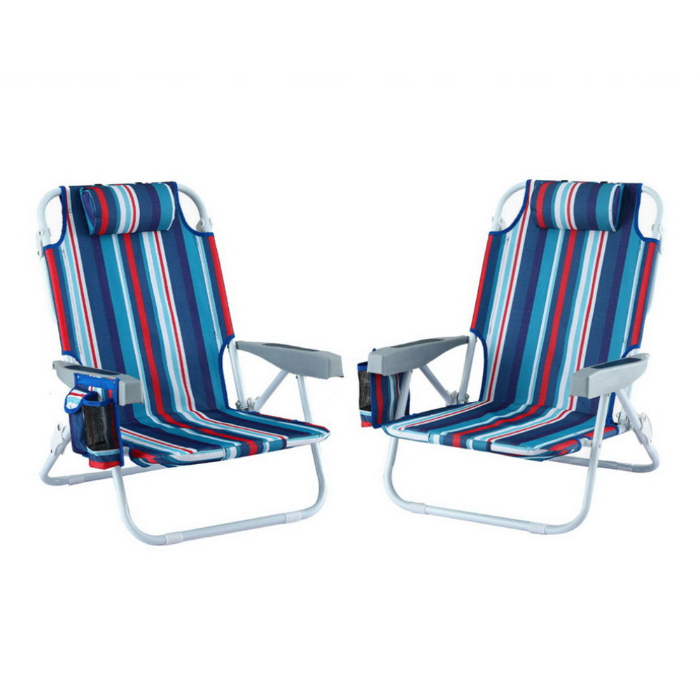 Gardeon Backpack Beach Chair Set, 2 Piece, Blue, showing the options available