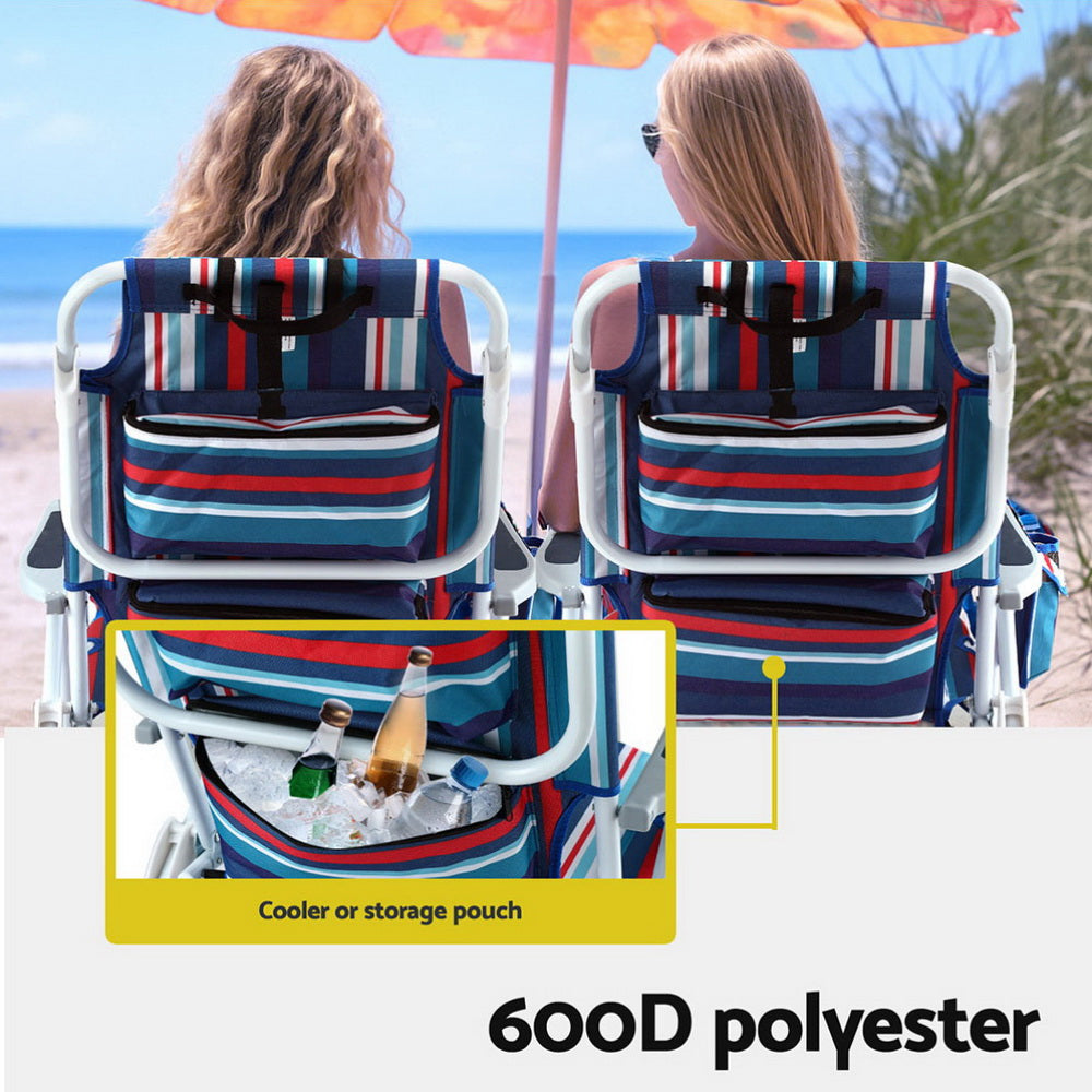Gardeon Backpack Beach Chair Set, 2 Piece, Blue, shown in a real setting