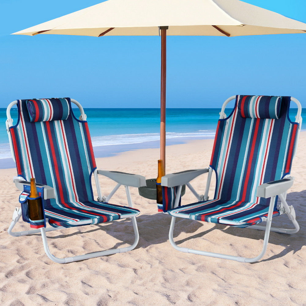Gardeon Backpack Beach Chair Set, 2 Piece, Blue, photo 7 of 7