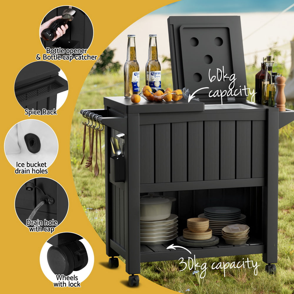 Gardeon Outdoor Cooler Cart with 80 L Ice Bucket