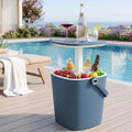 Gardeon 2-in-1 Outdoor Bar Table and Ice Bucket, 15L, Blue, shown in a real setting