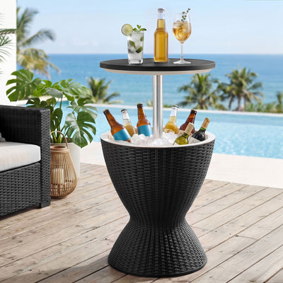 Gardeon Outdoor Bar Table with 30L Ice Bucket, Black