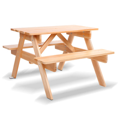 Keezi Kids Wooden Picnic Table and Chairs Set, Natural