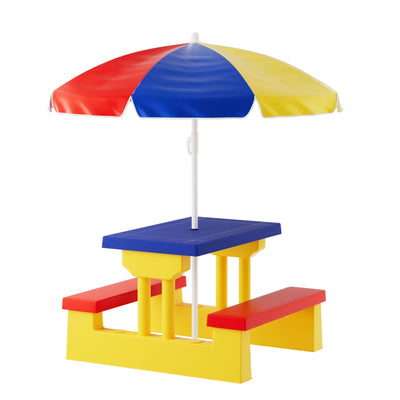 Keezi Kids Picnic Table Set with Umbrella, Multicoloured