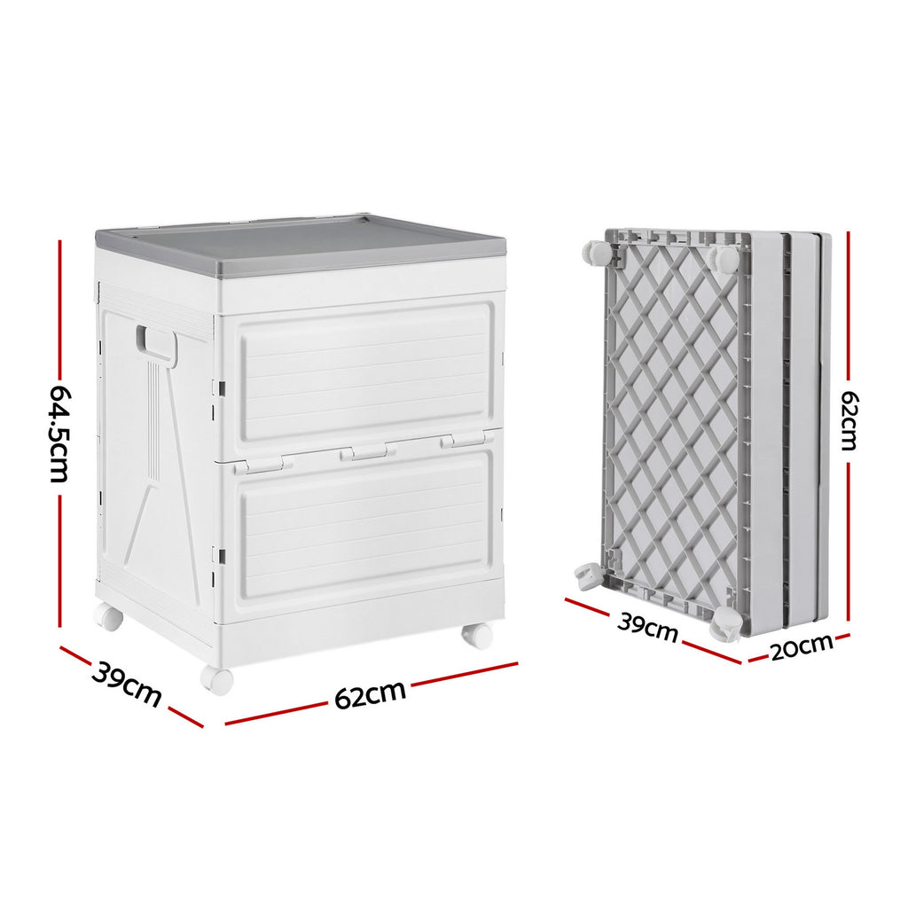Gardeon Folding Outdoor Storage Box with Wheels, 159 L