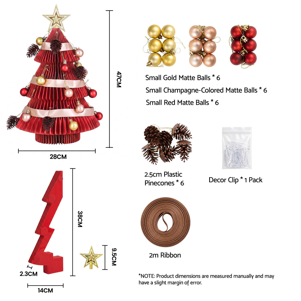 Jingle Jollys Folding Christmas Tree 47CM Xmas Table Decorations Red