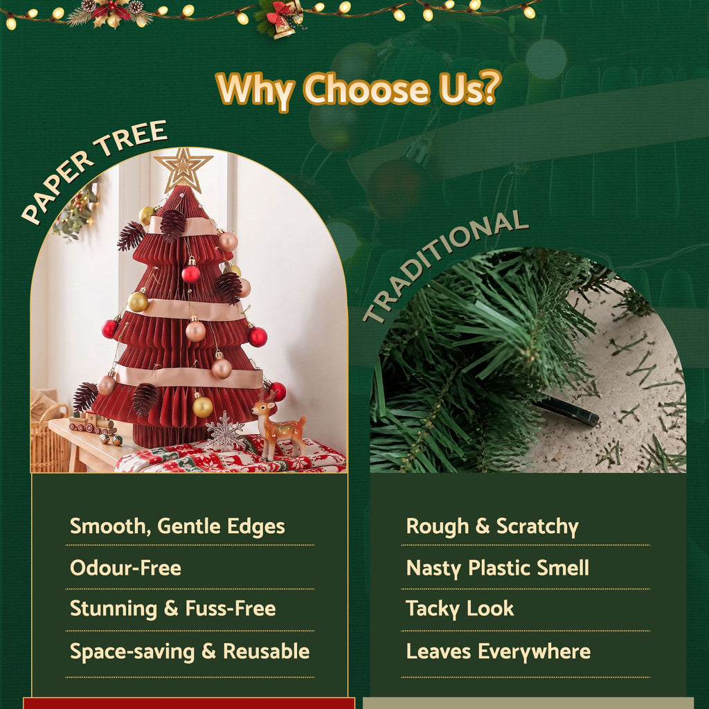 Jingle Jollys Folding Christmas Tree 47CM Xmas Table Decorations Red