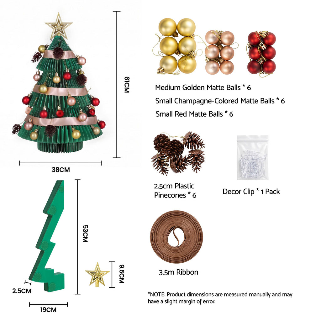 Jingle Jollys 61cm Tabletop Christmas Tree Decorations Easy Setup Foldable