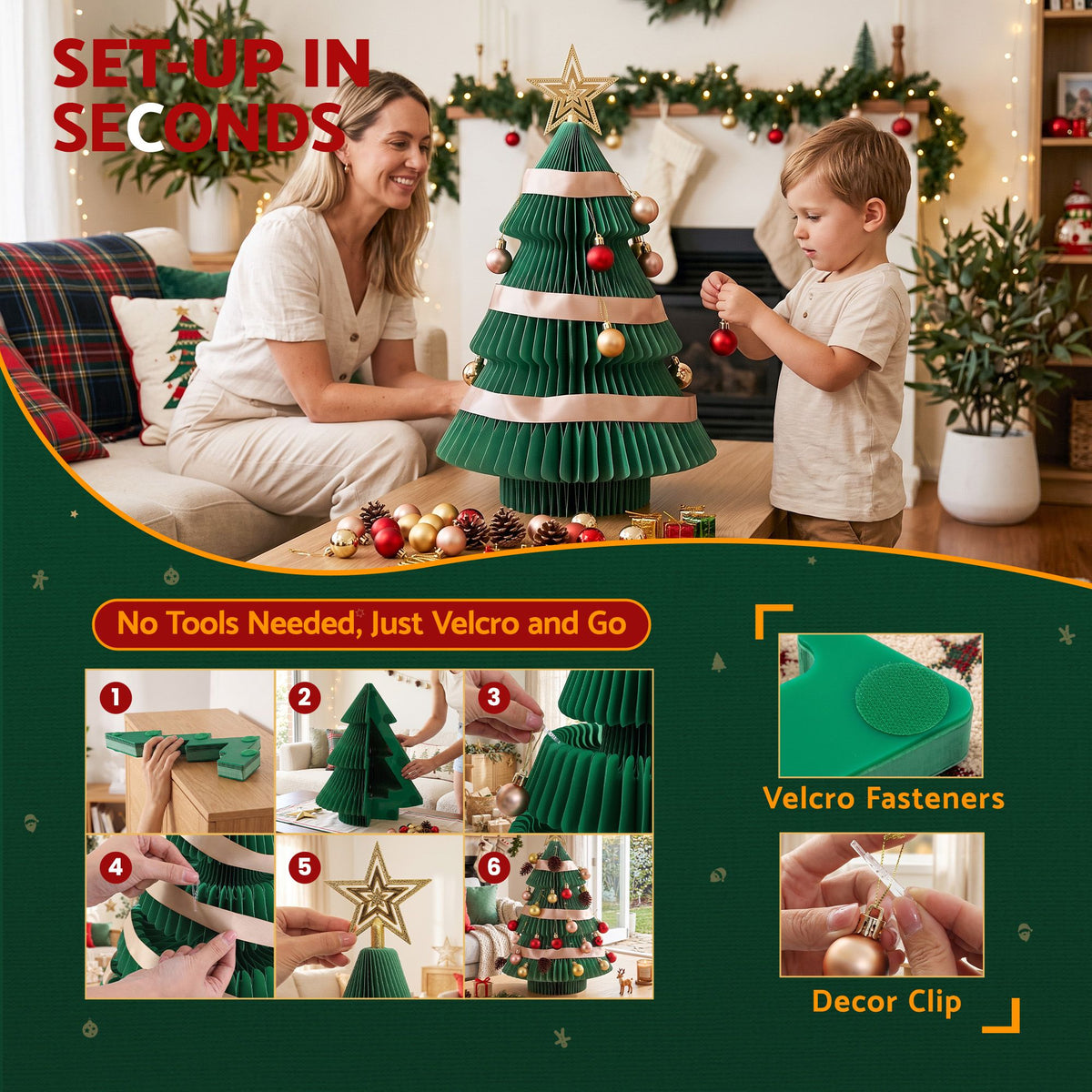 Jingle Jollys 61cm Tabletop Christmas Tree Decorations Easy Setup Foldable