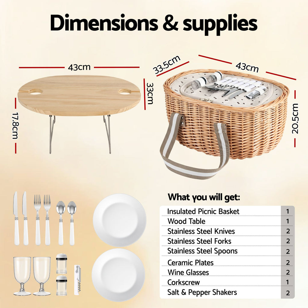 Alfresco 2 Person Insulated Picnic Basket Set