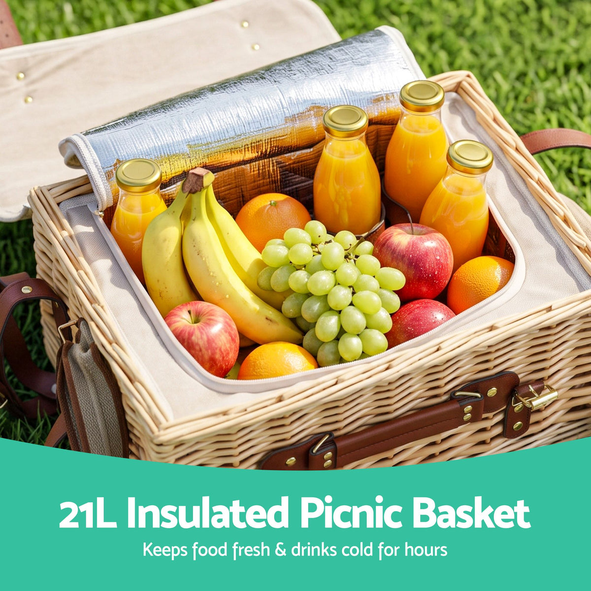 Alfresco 4 Person Insulated Picnic Basket Set