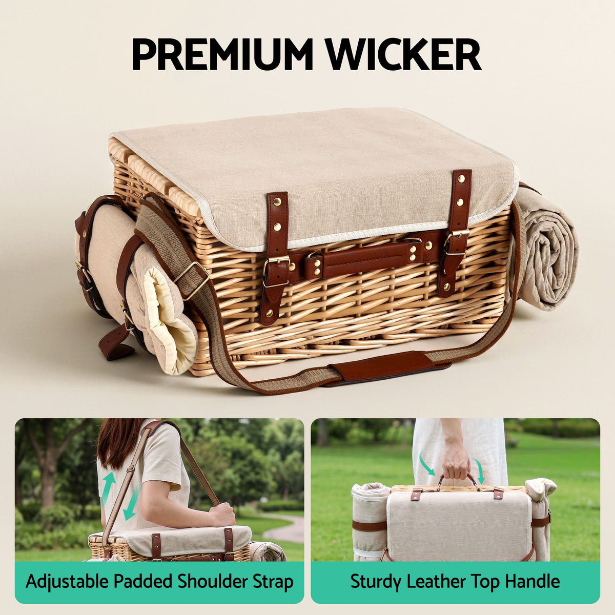 Alfresco 4 Person Insulated Picnic Basket Set