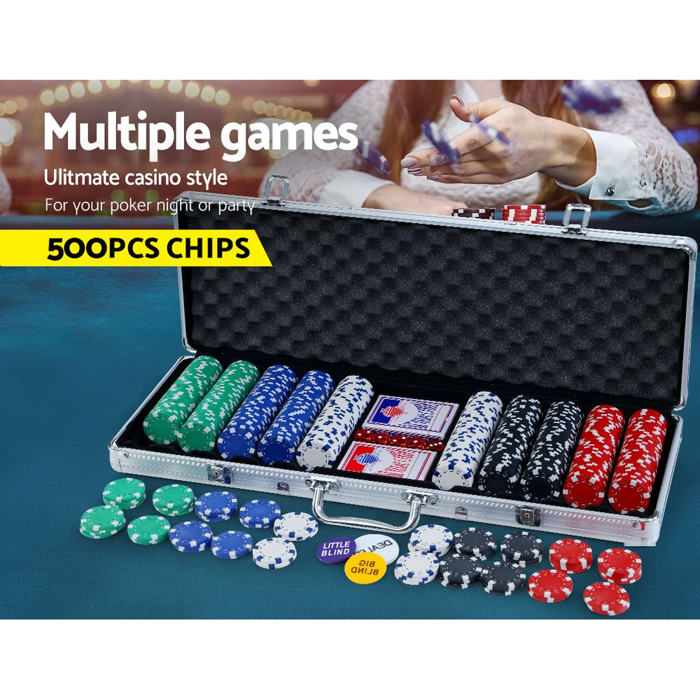 500pcs Poker Chips Set Casino Texas Hold'em Gambling Party Game Dice