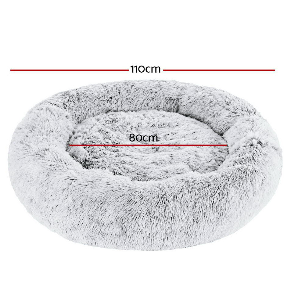 i.Pet Bed Dog Cat 110cm Calming Extra Large Soft Plush Light Charcoal