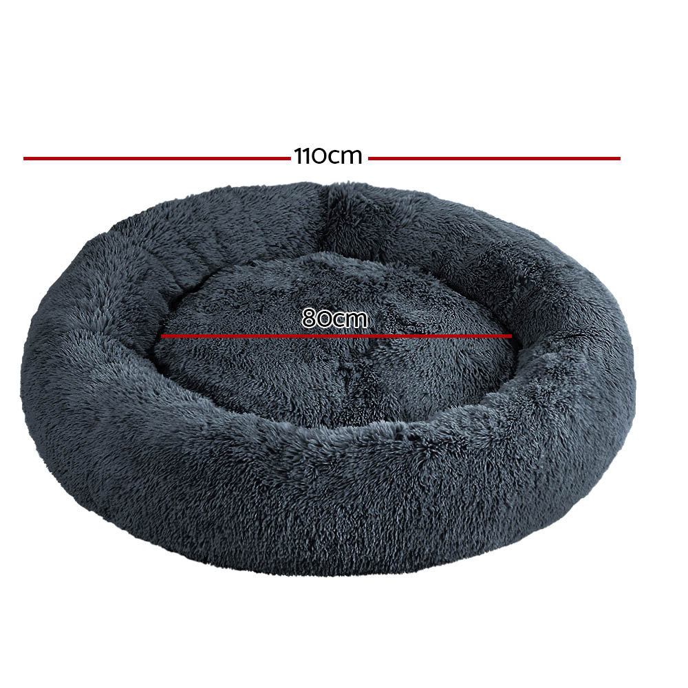 i.Pet Bed Dog Cat 110cm Calming Extra Large Soft Plush Dark Grey