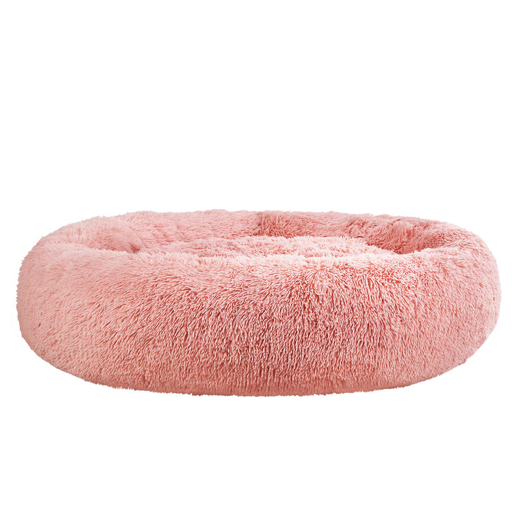 i.Pet Calming Plush Pet Bed, Pink, 110 cm, on a white background