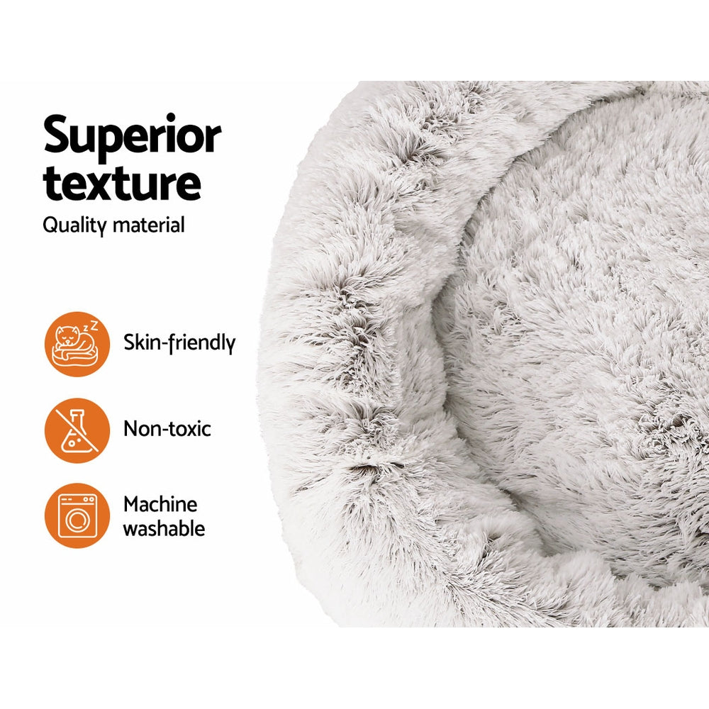 i.Pet Bed Dog Cat 110cm Calming Extra Large Soft Plush White Brown