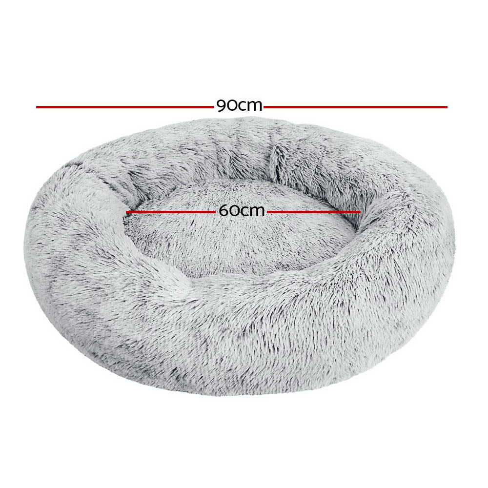 i.Pet Bed Dog Cat 90cm Large Calming Soft Plush Light Charcoal