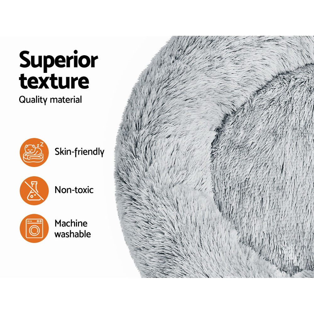 i.Pet Bed Dog Cat 90cm Large Calming Soft Plush Light Charcoal