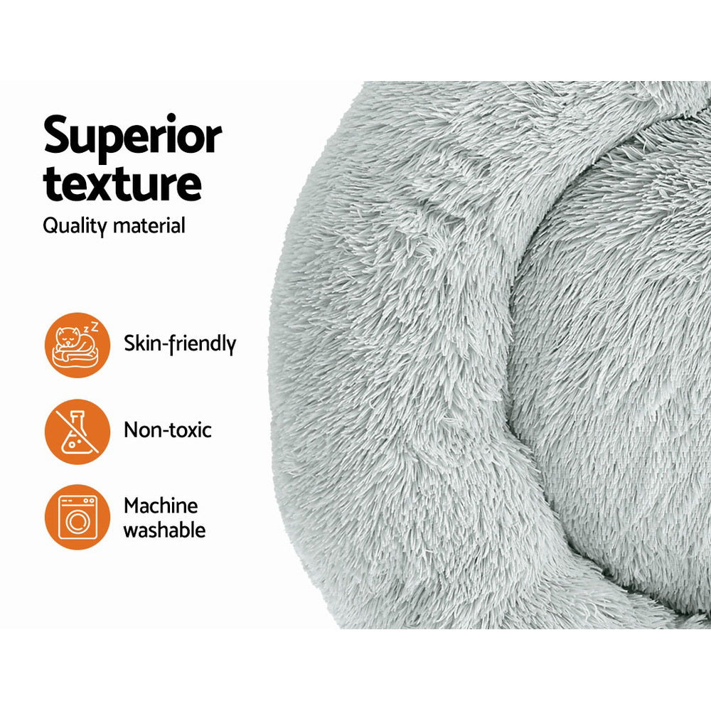i.Pet Bed Dog Cat 90cm Large Calming Soft Plush Light Grey
