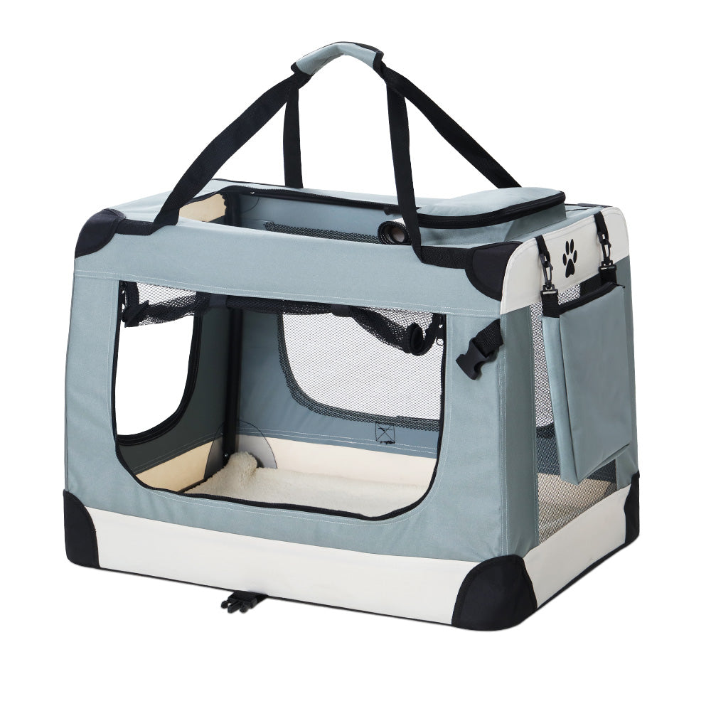 i.Pet Carrier Soft Crate Dog Cat Travel 90x61CM Portable Foldable Car
