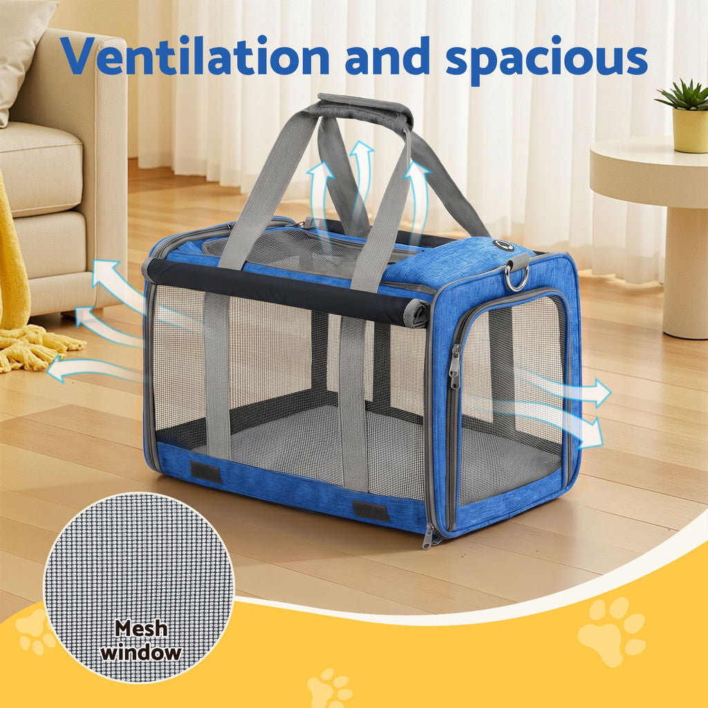 i.Pet Carrier Bag Foldable Dog Cat Durable Crate Travel Cage Portable