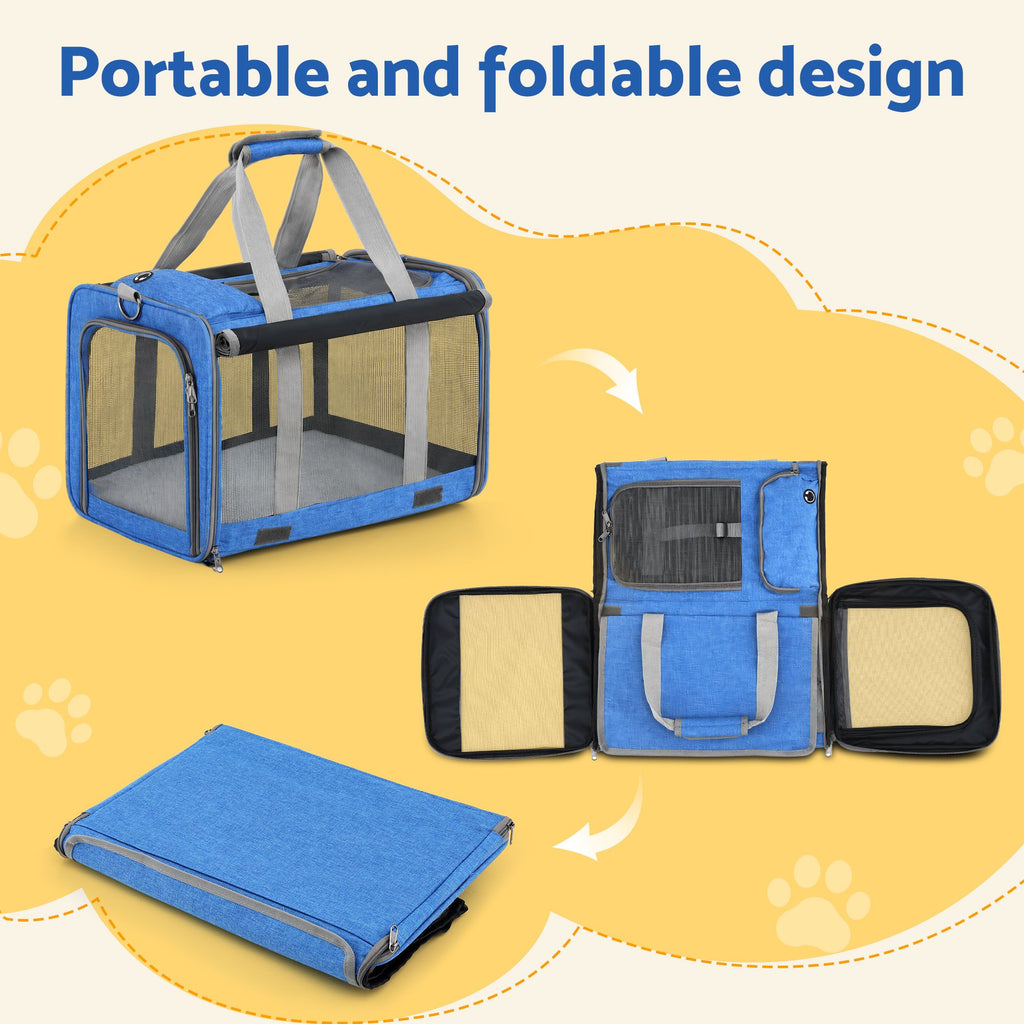 i.Pet Carrier Bag Foldable Dog Cat Durable Crate Travel Cage Portable