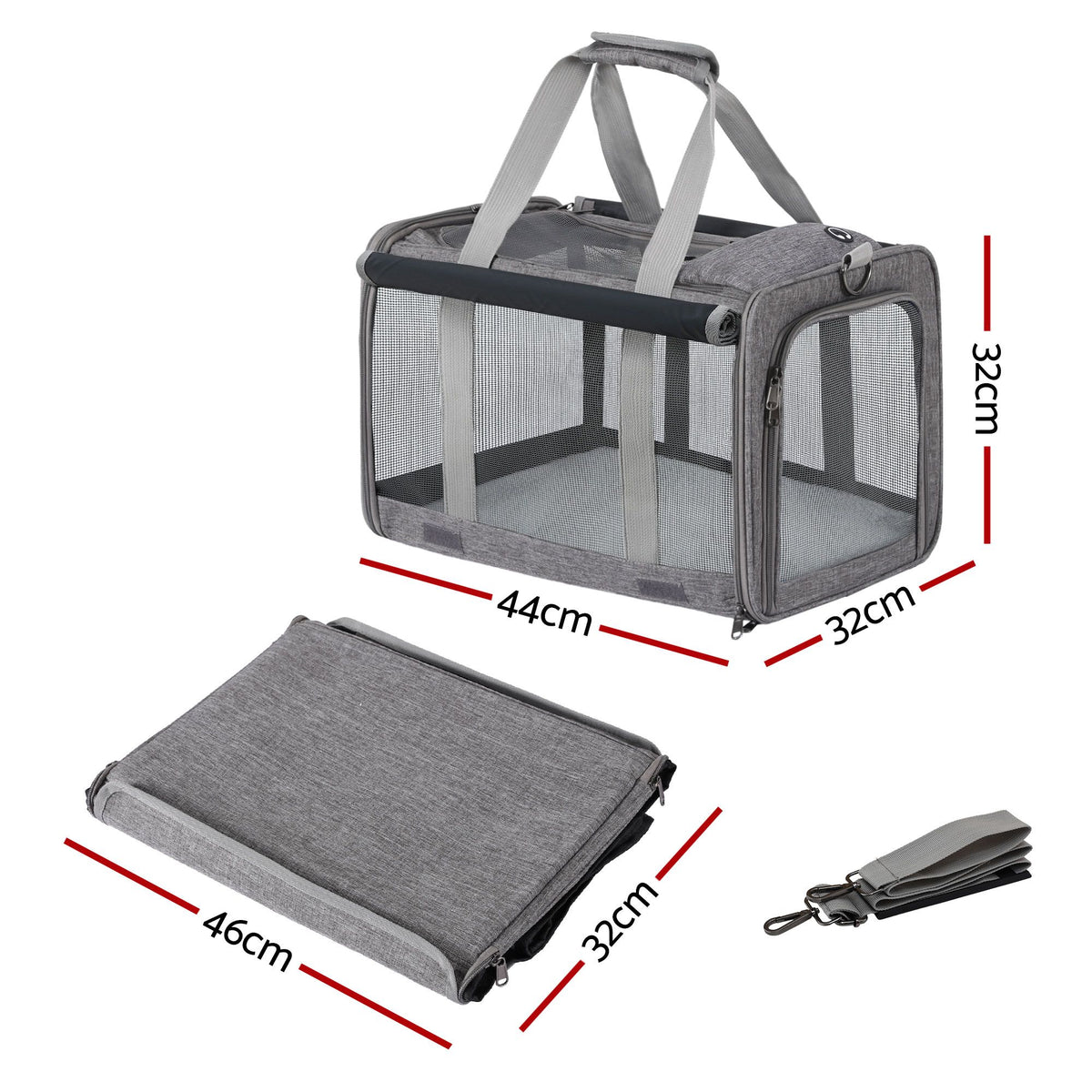 i.Pet Carrier Bag Foldable Dog Cat Durable Crate Travel Cage Portable
