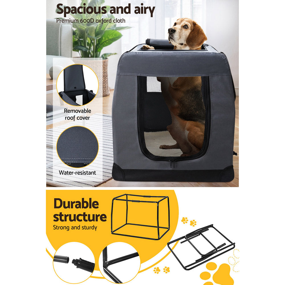i.Pet Carrier Soft Crate Dog Cat Travel 121x80CM Portable Foldable